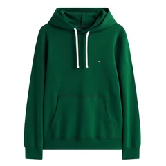 Tommy Hilfiger Peached Fleece Contrast Drawstring Hoodie - Green - S