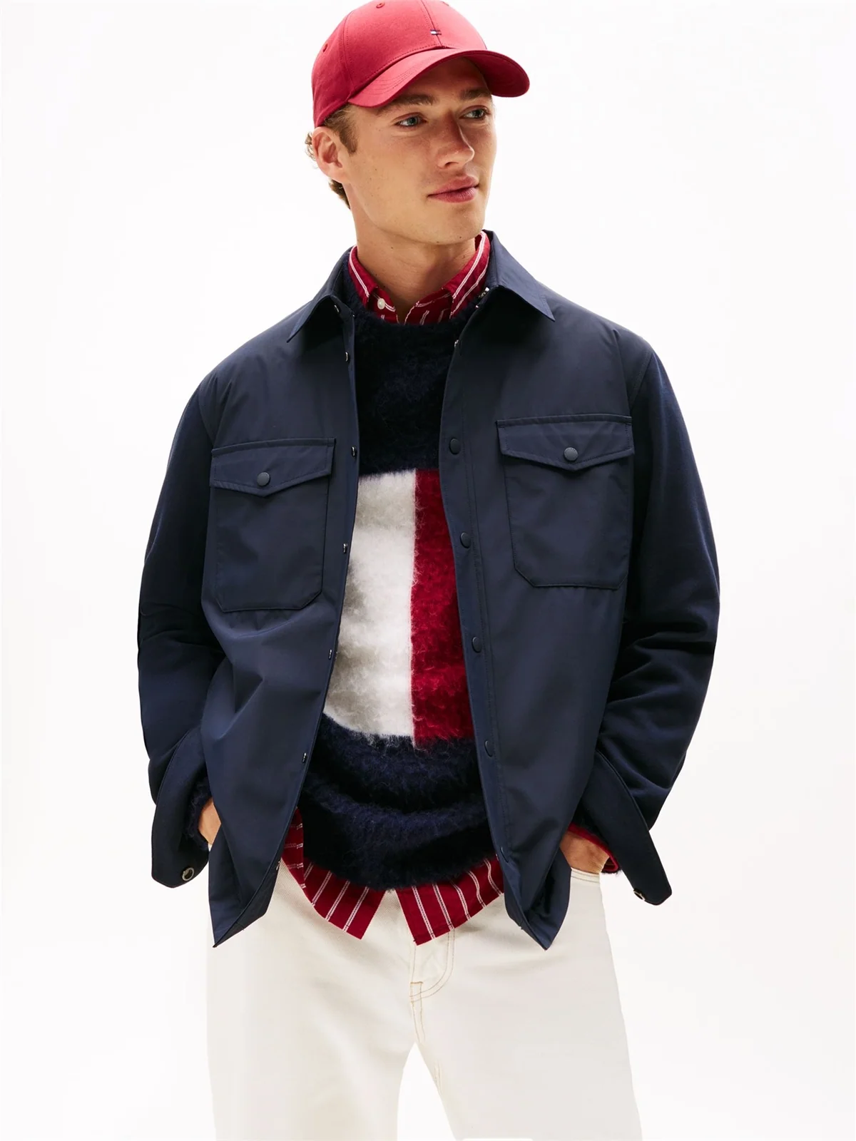 Tommy Hilfiger Regular Fit Mixed Panel Overshirt - Navy - XL