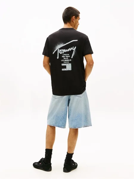 Tommy Jeans Signature Back Logo Jersey T-Shirt - Black - S