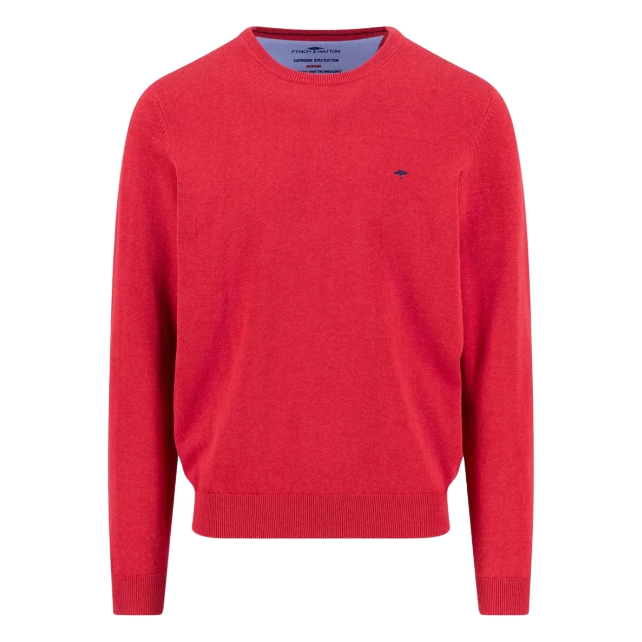 Fynch Hatton Fine Knit Cotton Crewneck Sweater - Red - L