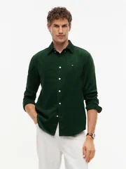 Tommy Hilfiger Solid Corduroy Button-Down Shirt - Green - 2XL