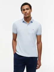 Tommy Hilfiger Tipped Slim Fit Polo Shirt - Sky Blue - M