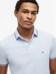 Tommy Hilfiger Tipped Slim Fit Polo Shirt - Sky Blue - M