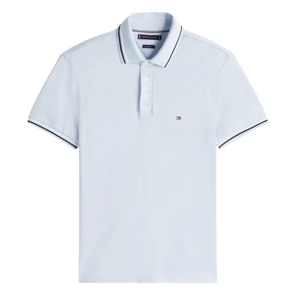 Tommy Hilfiger Tipped Slim Fit Polo Shirt - Sky Blue - M