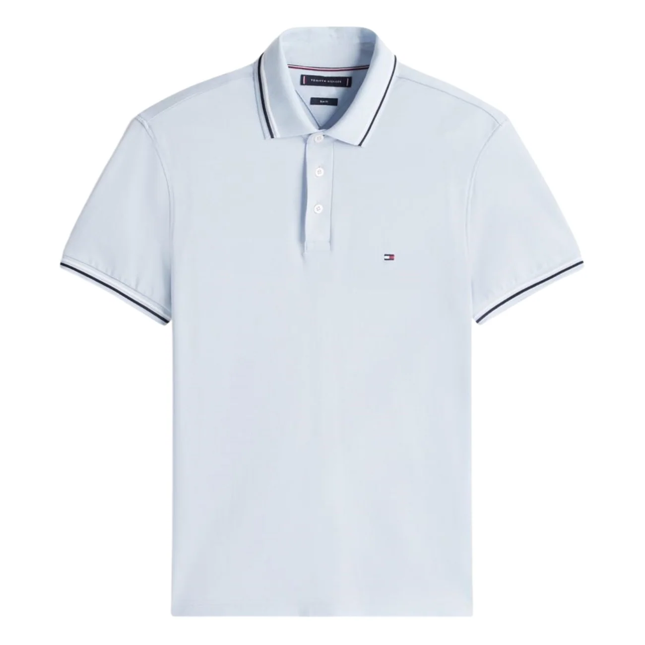 Tommy Hilfiger Tipped Slim Fit Polo Shirt - Sky Blue - M