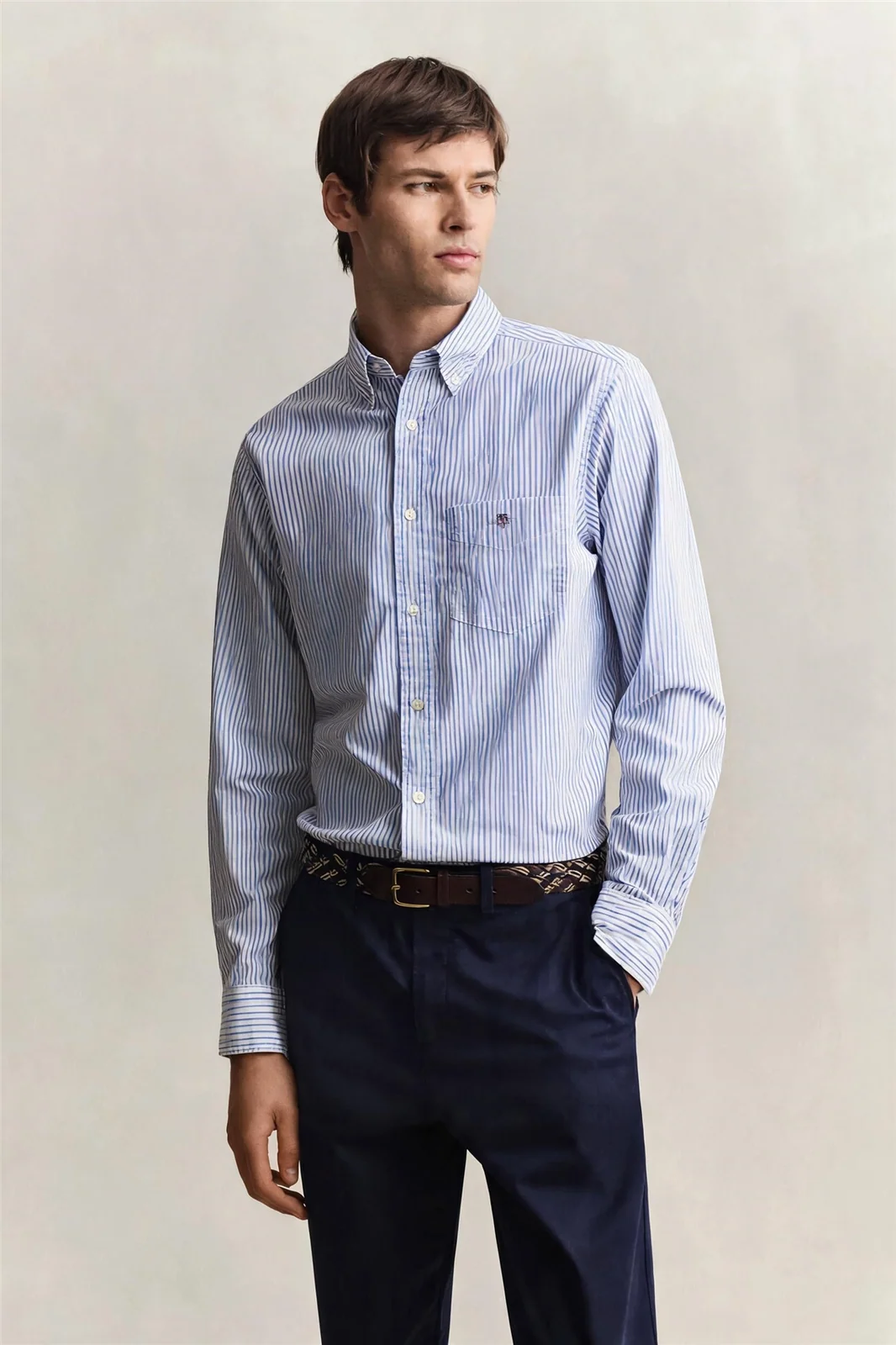 Gant Poplin Regular Fit Stripe Shirt - Blue - M