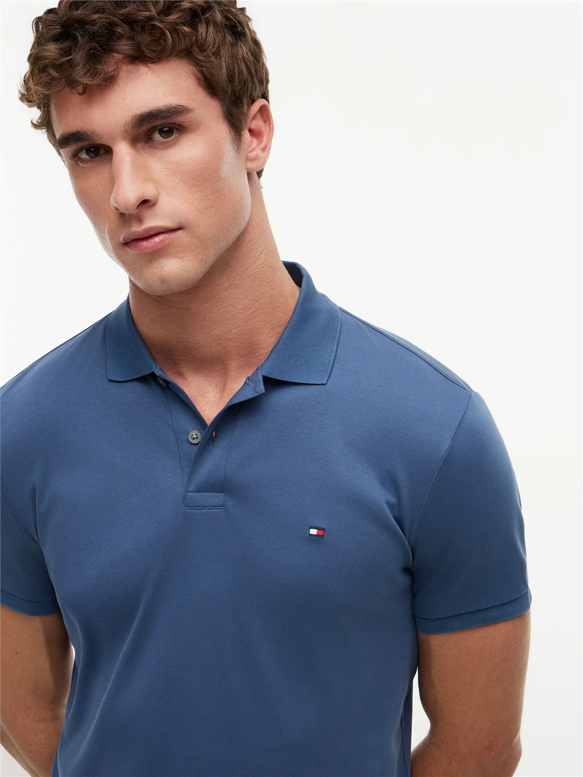 Tommy Hilfiger Liquid Cotton Interlock Knit Polo Shirt - Sea Blue - M