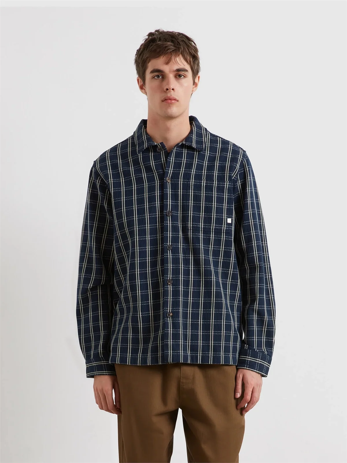 Farah Wallasey Check Overshirt - Navy - L