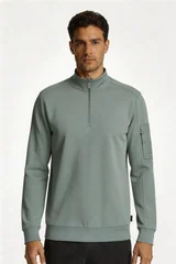 Bugatti Mens Quarter Zip Sweatshirt - Green - XL