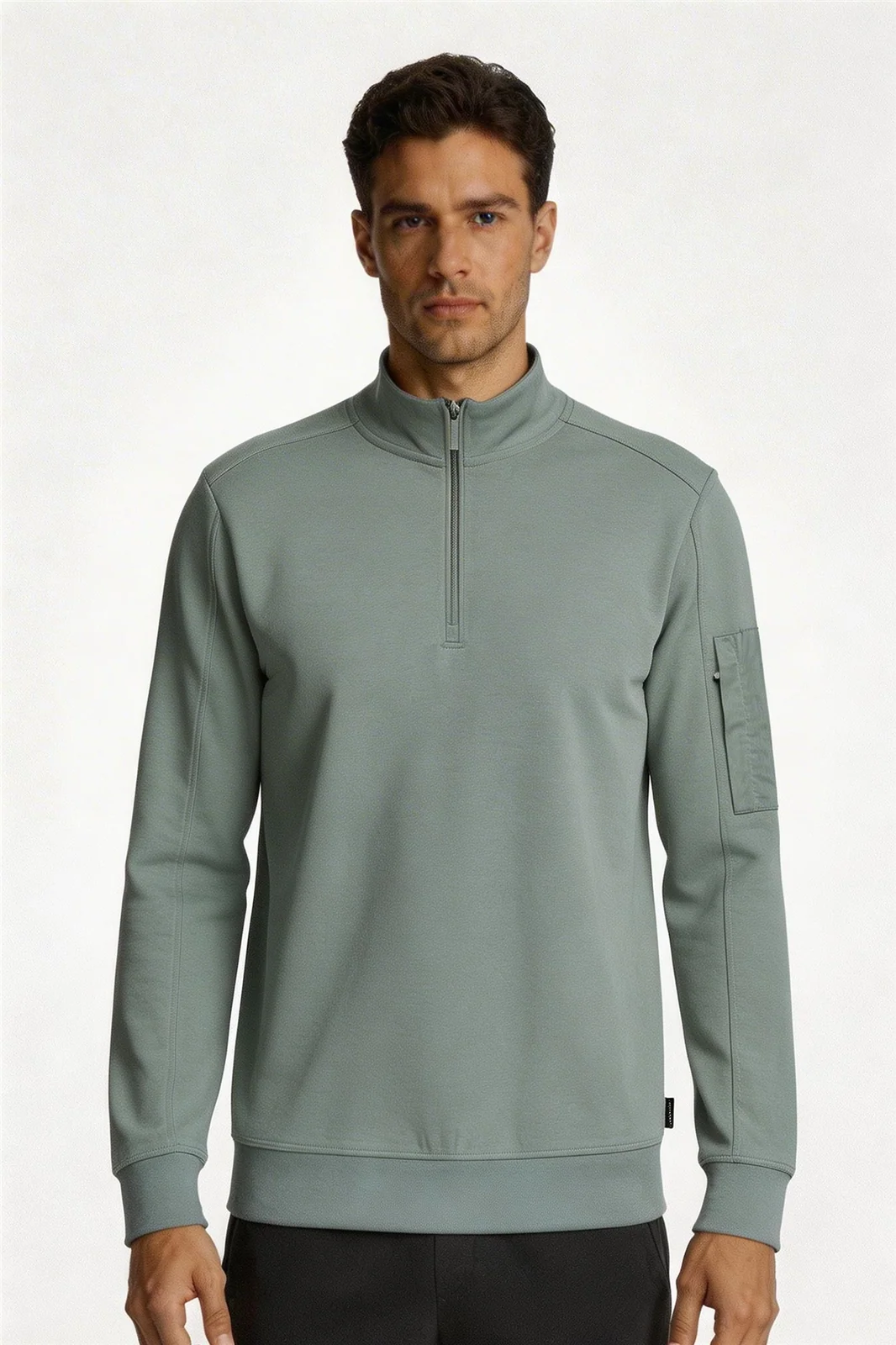 Bugatti Mens Quarter Zip Sweatshirt - Green - XL