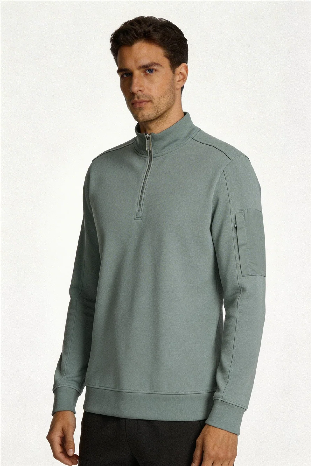 Bugatti Mens Quarter Zip Sweatshirt - Green - XL