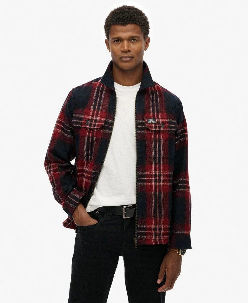 Superdry Wool Miller Zip Overshirt - Navy - XL