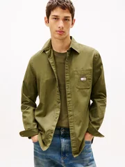 Tommy Jeans Regular Fit Washed Twill Shirt - Green - S