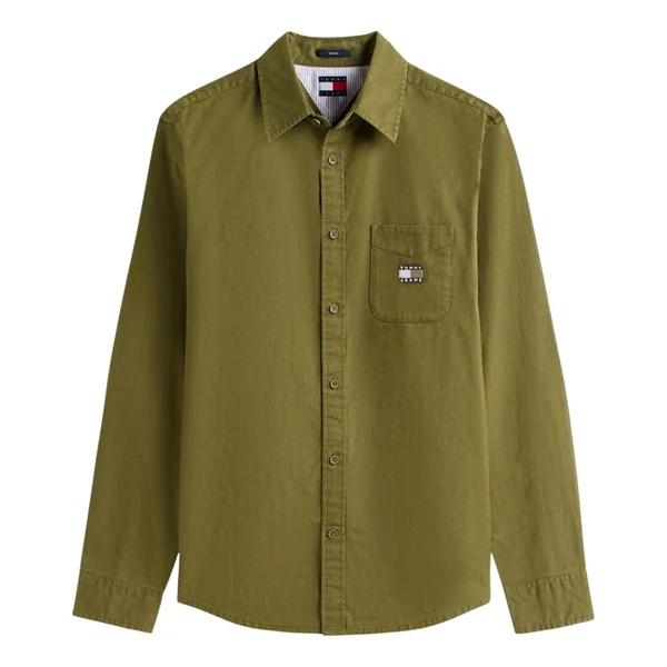 Tommy Jeans Regular Fit Washed Twill Shirt - Green - S