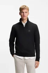 Boss Zetrust Cotton-Terry Half Zip Sweatshirt - Black - S