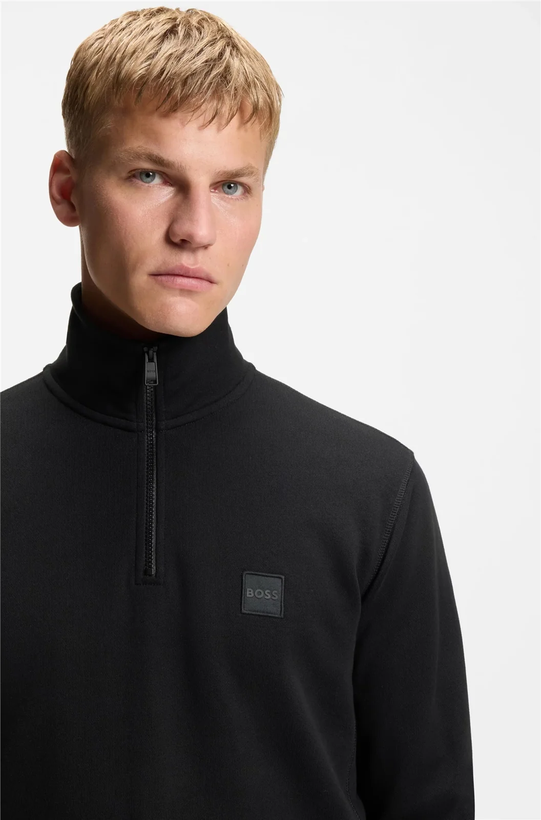 Boss Zetrust Cotton-Terry Half Zip Sweatshirt - Black - S