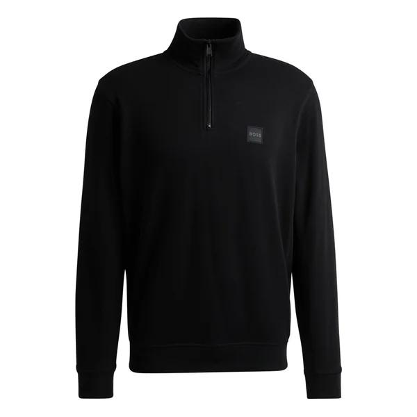 Boss Zetrust Cotton-Terry Half Zip Sweatshirt - Black - S