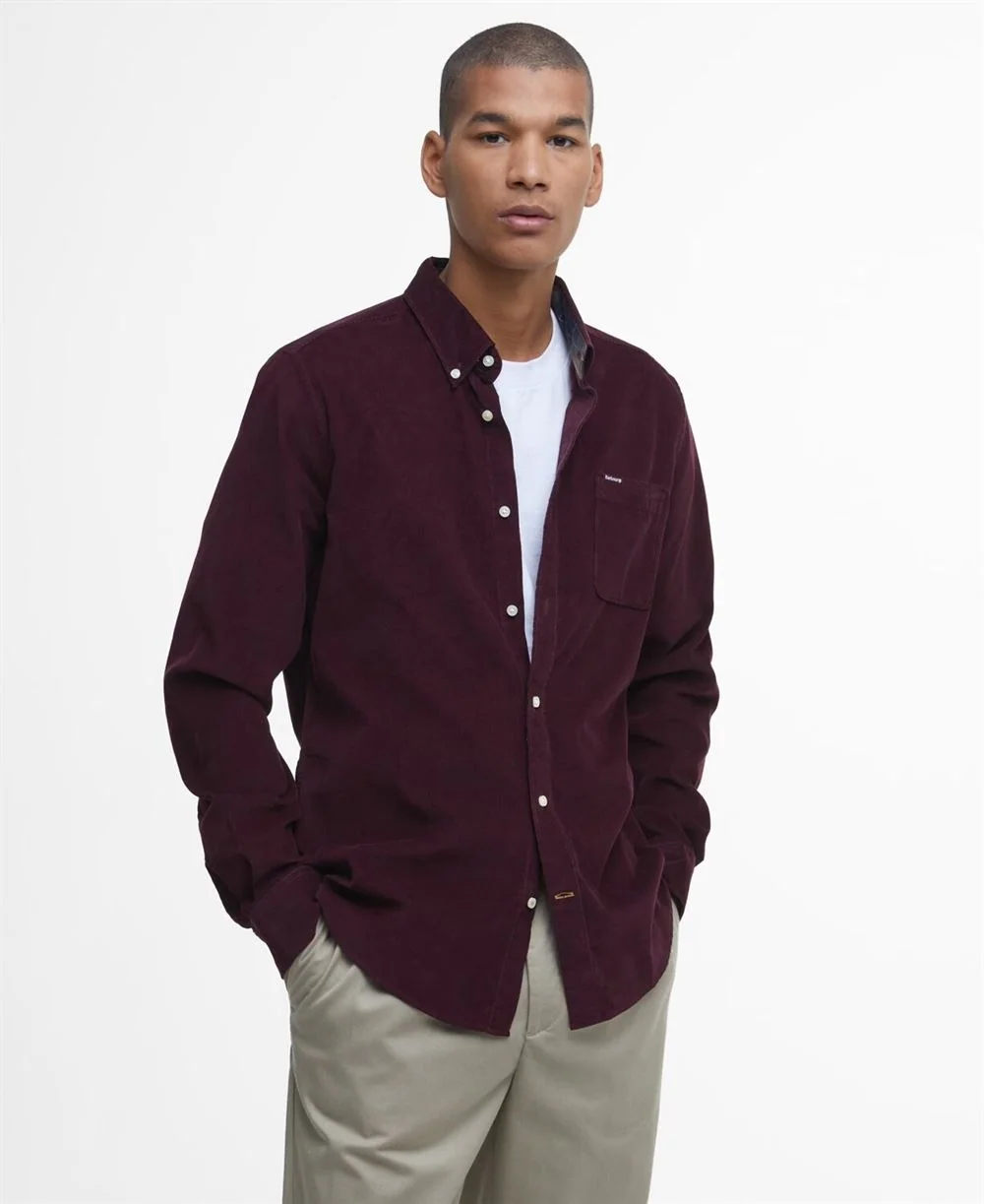 Barbour Ramsey Tailored Micro Cord Shirt - Red - 2XL