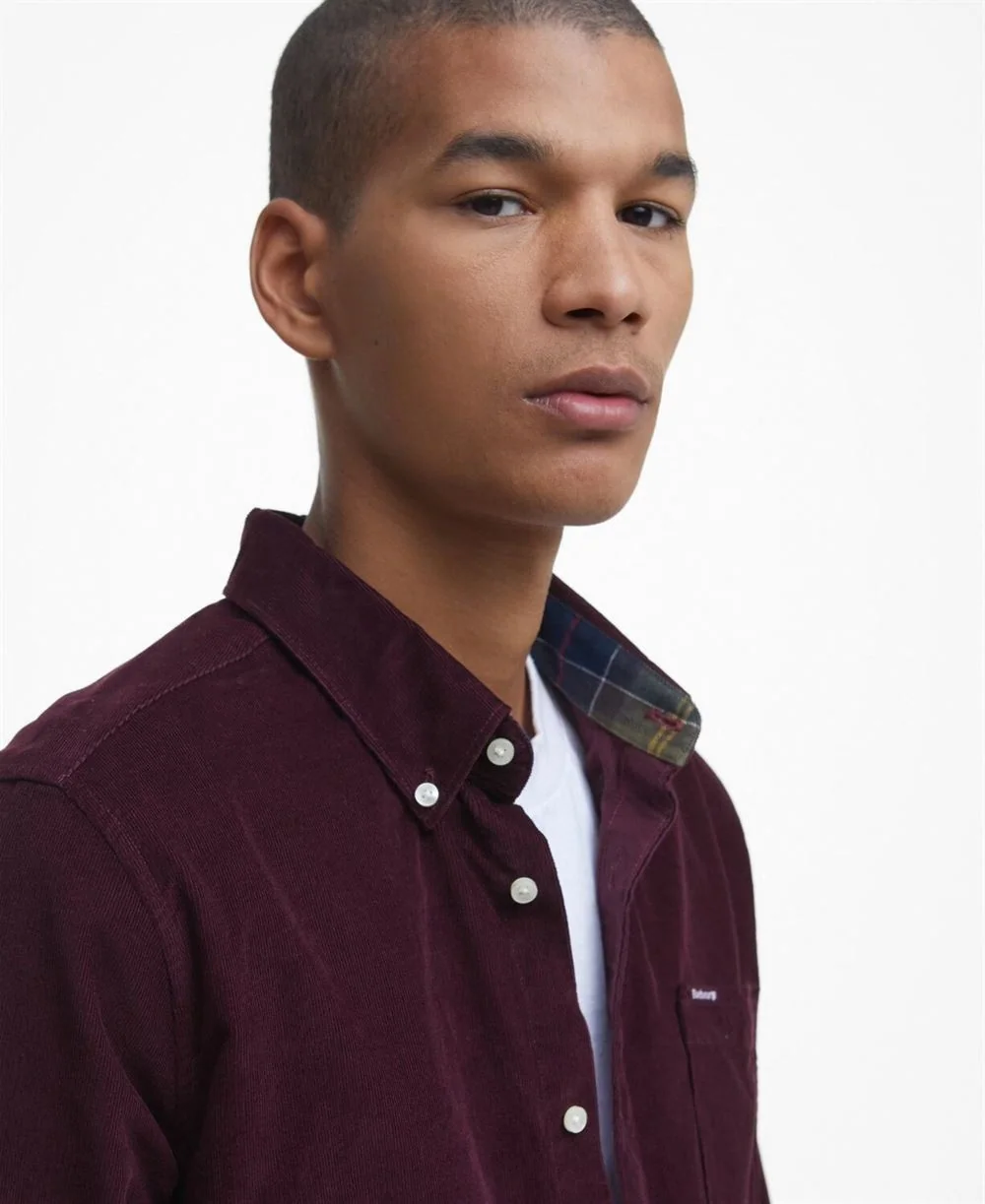 Barbour Ramsey Tailored Micro Cord Shirt - Red - 2XL
