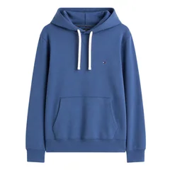 Tommy Hilfiger Peached Fleece Contrast Drawstring Hoodie - Blue - L