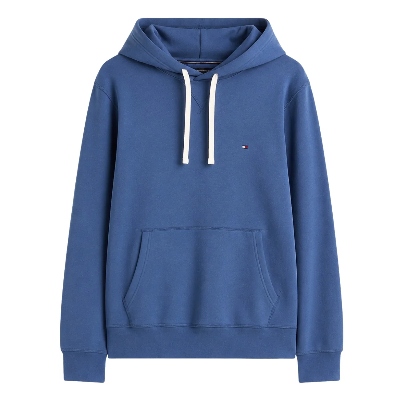 Tommy Hilfiger Peached Fleece Contrast Drawstring Hoodie - Blue - L