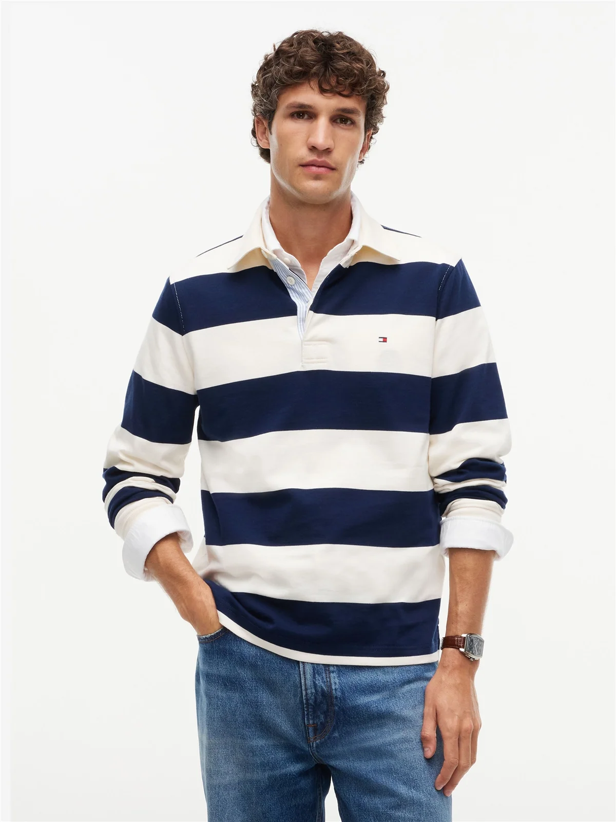 Tommy Hilfiger Essential Stripe Rugby Shirt - Blue - M