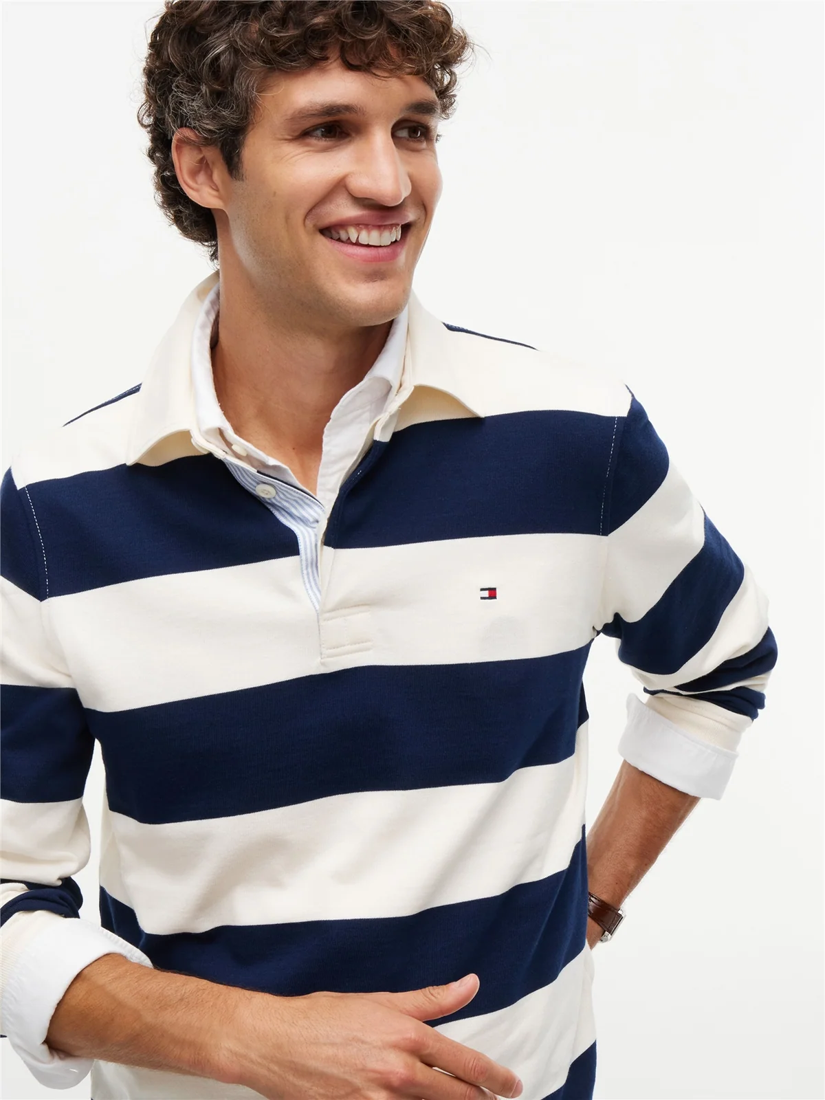 Tommy Hilfiger Essential Stripe Rugby Shirt - Blue - M