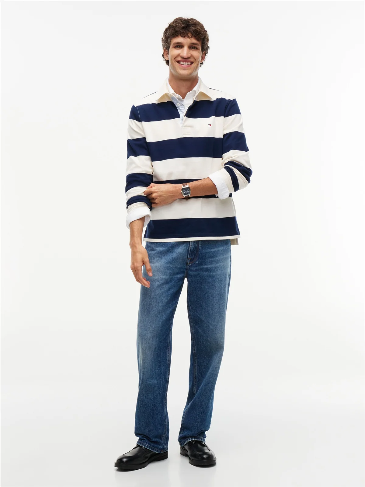 Tommy Hilfiger Essential Stripe Rugby Shirt - Blue - M