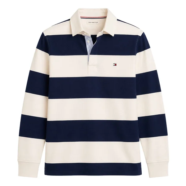 Tommy Hilfiger Essential Stripe Rugby Shirt - Blue - M