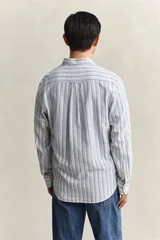 Gant Striped Linen Blend Shirt - Blue - L