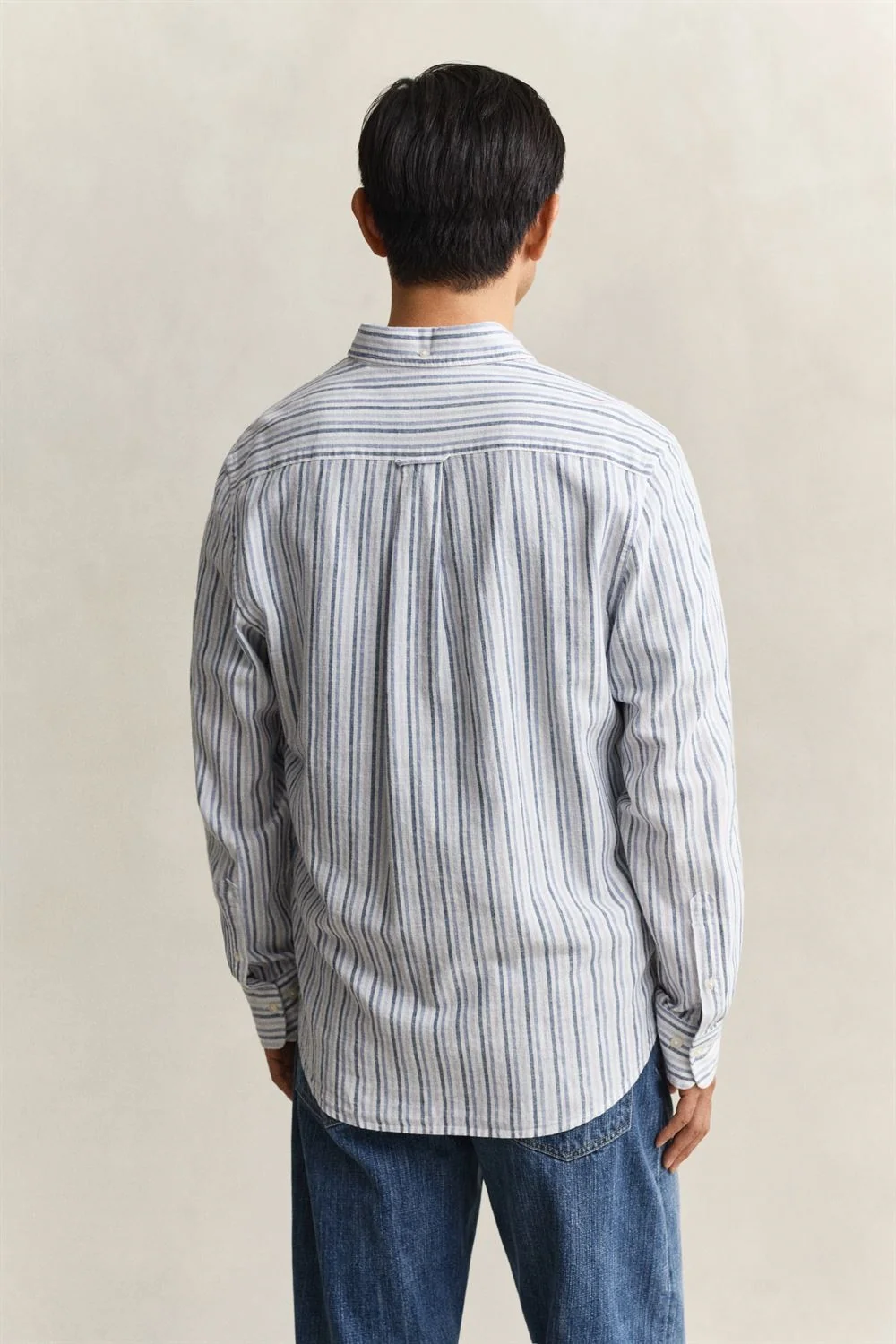 Gant Striped Linen Blend Shirt - Blue - L