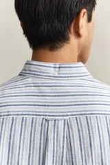 Gant Striped Linen Blend Shirt - Blue - L