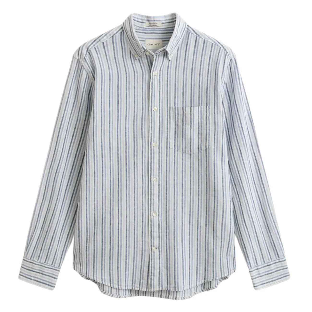 Gant Striped Linen Blend Shirt - Blue - L