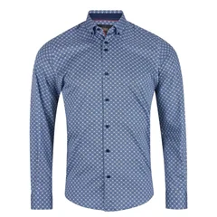 6th Sense Button Down Satin Print Shirt - Print - XL