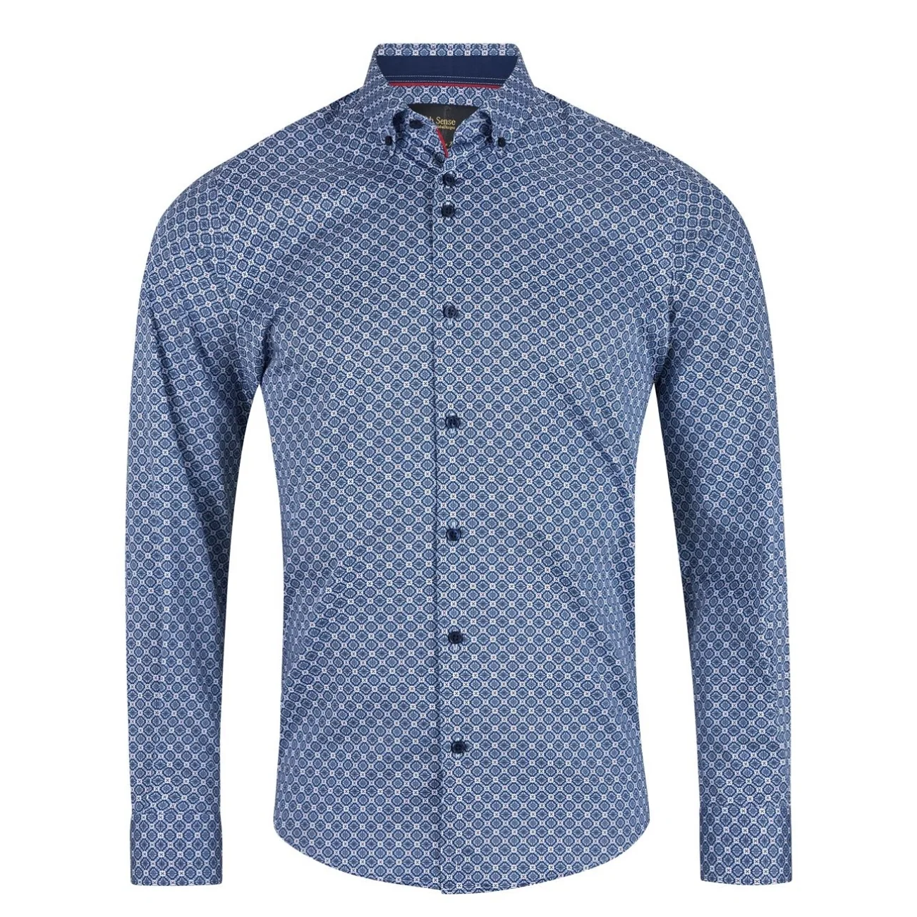 6th Sense Button Down Satin Print Shirt - Print - XL