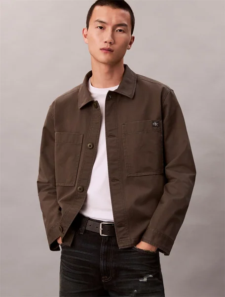 Calvin Klein Jeans Relaxed Cotton Twill Overshirt - Grey - XS