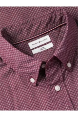 Tommy Hilfiger Flex Poplin Geo Print Regular Fit Shirt - Wine - L