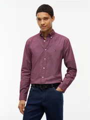 Tommy Hilfiger Flex Poplin Geo Print Regular Fit Shirt - Wine - L
