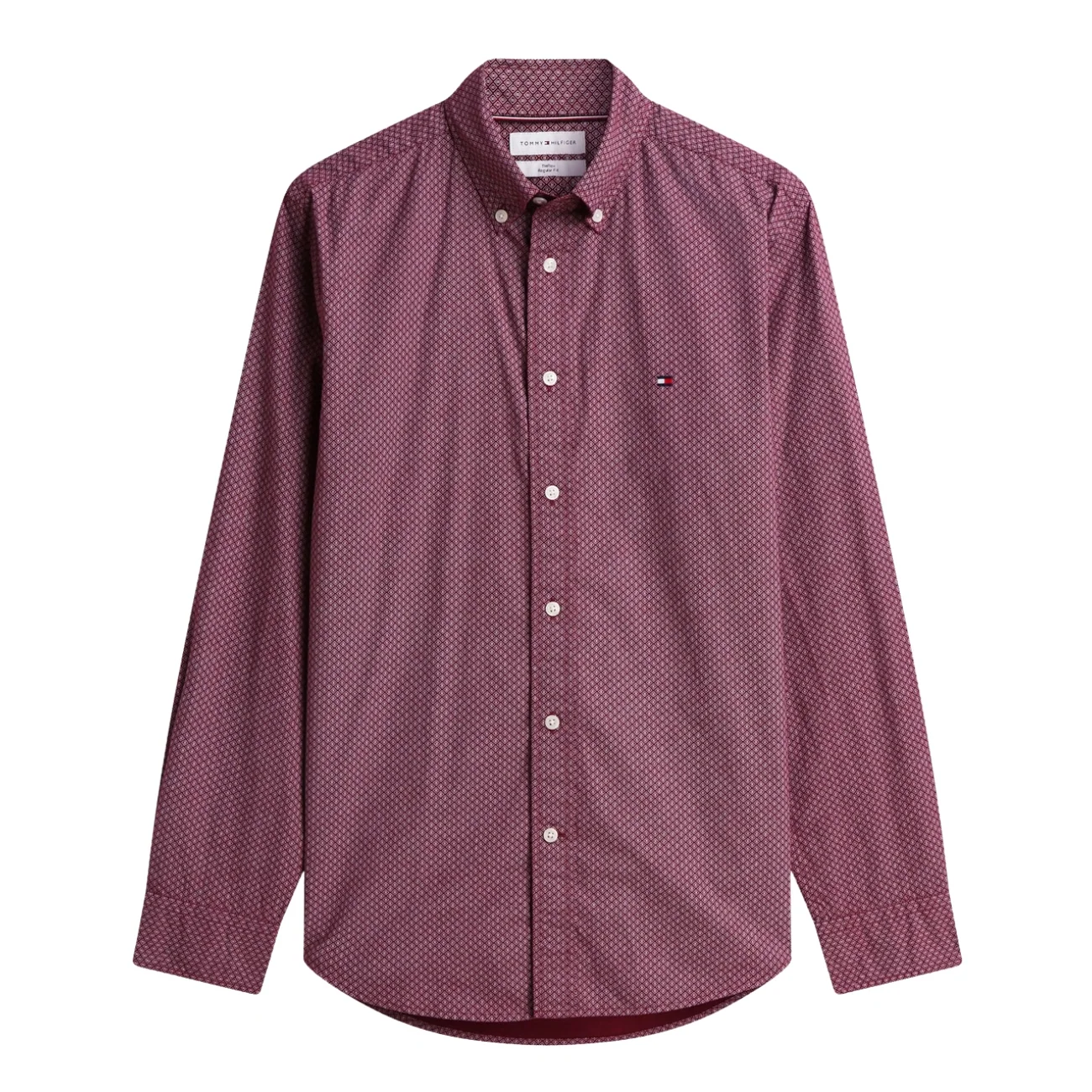 Tommy Hilfiger Flex Poplin Geo Print Regular Fit Shirt - Wine - L