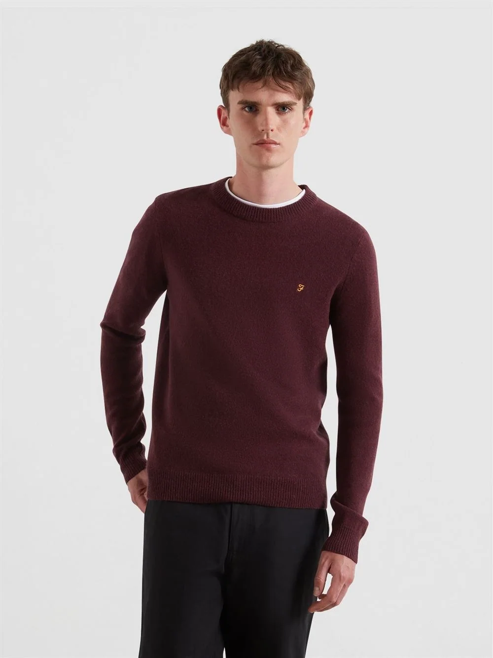 Farah Maidstone Crew Neck Sweater - Wine - XL