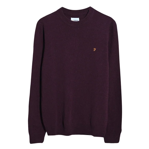 Farah Maidstone Crew Neck Sweater - Wine - XL