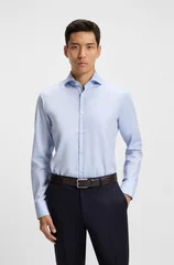 Boss H-Hank Slim-fit Wrinkle Rresistant Oxford Shirt - Blue - 2XL
