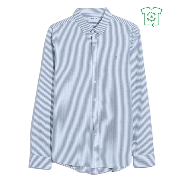 Farah Brewer Stripe Shirt - Green Meadow - M