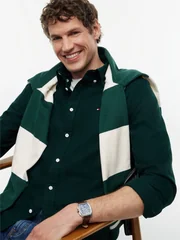 Tommy Hilfiger Solid Heritage Button Down Oxford Shirt - Green - L