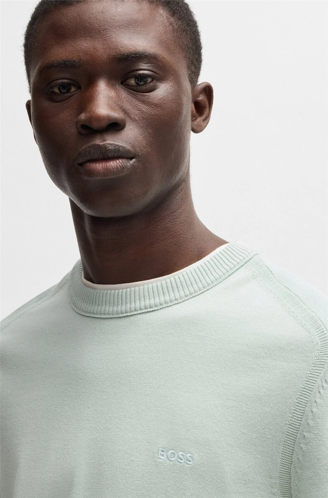 Boss Asac Crew Neck Sweater - Light Blue - L