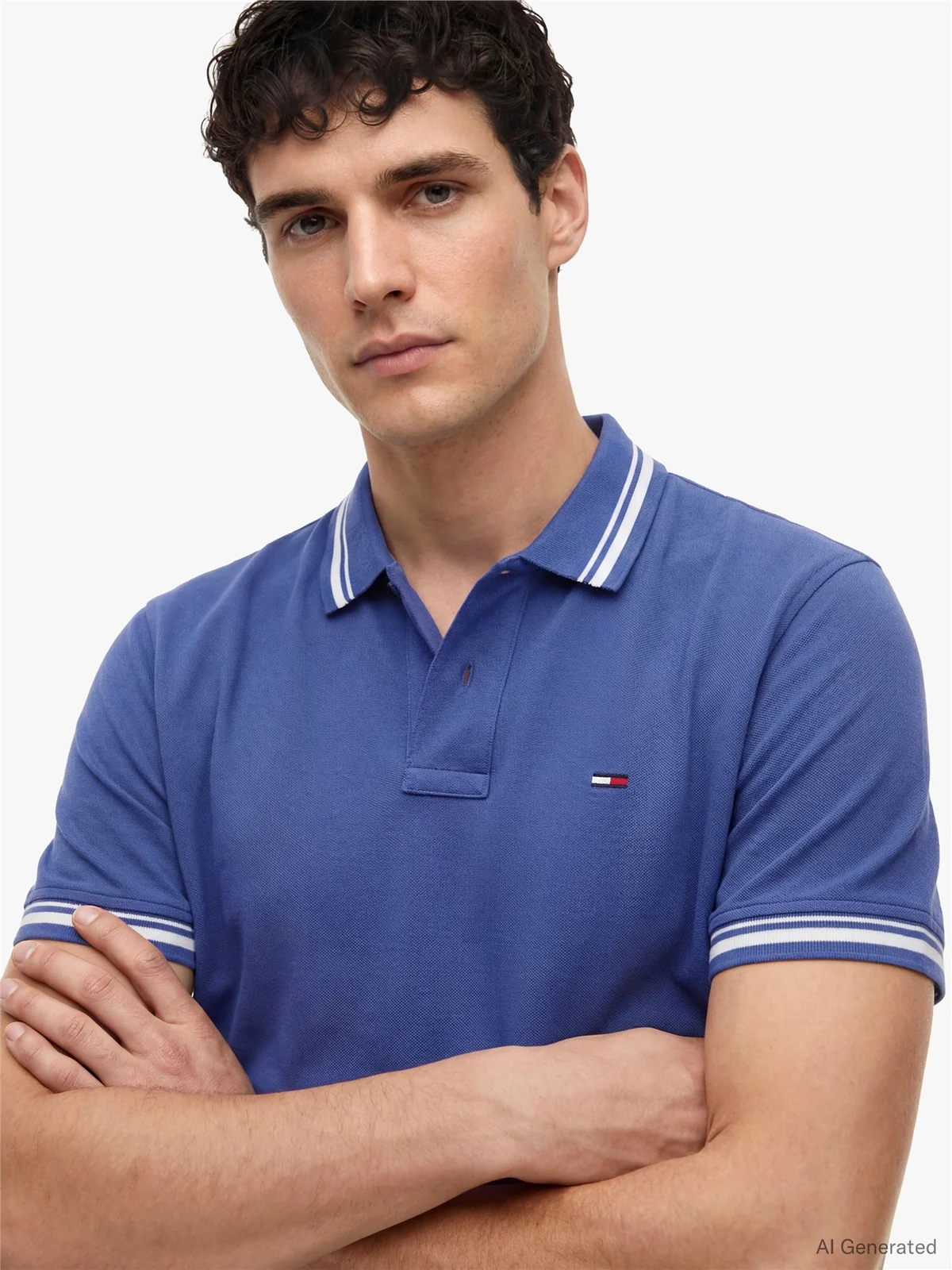 Tommy Jeans Regular Fit Tipped Polo Shirt - Blue - L