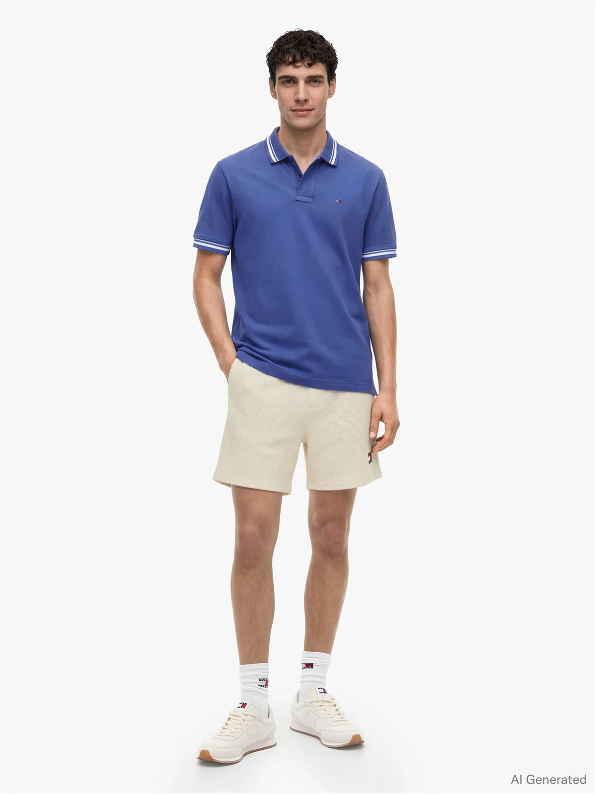 Tommy Jeans Regular Fit Tipped Polo Shirt - Blue - L