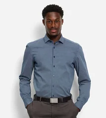 Olymp Patterned Business Shirt - Navy - L