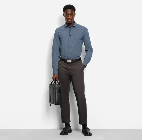 Olymp Patterned Business Shirt - Navy - L