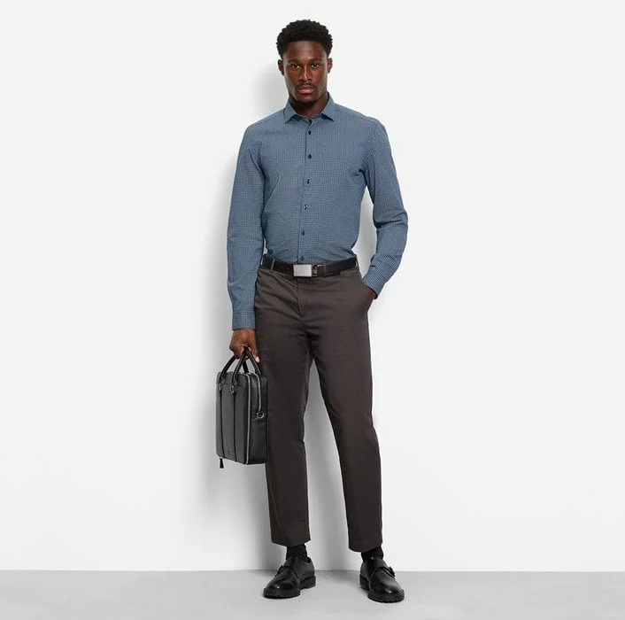 Olymp Patterned Business Shirt - Navy - L